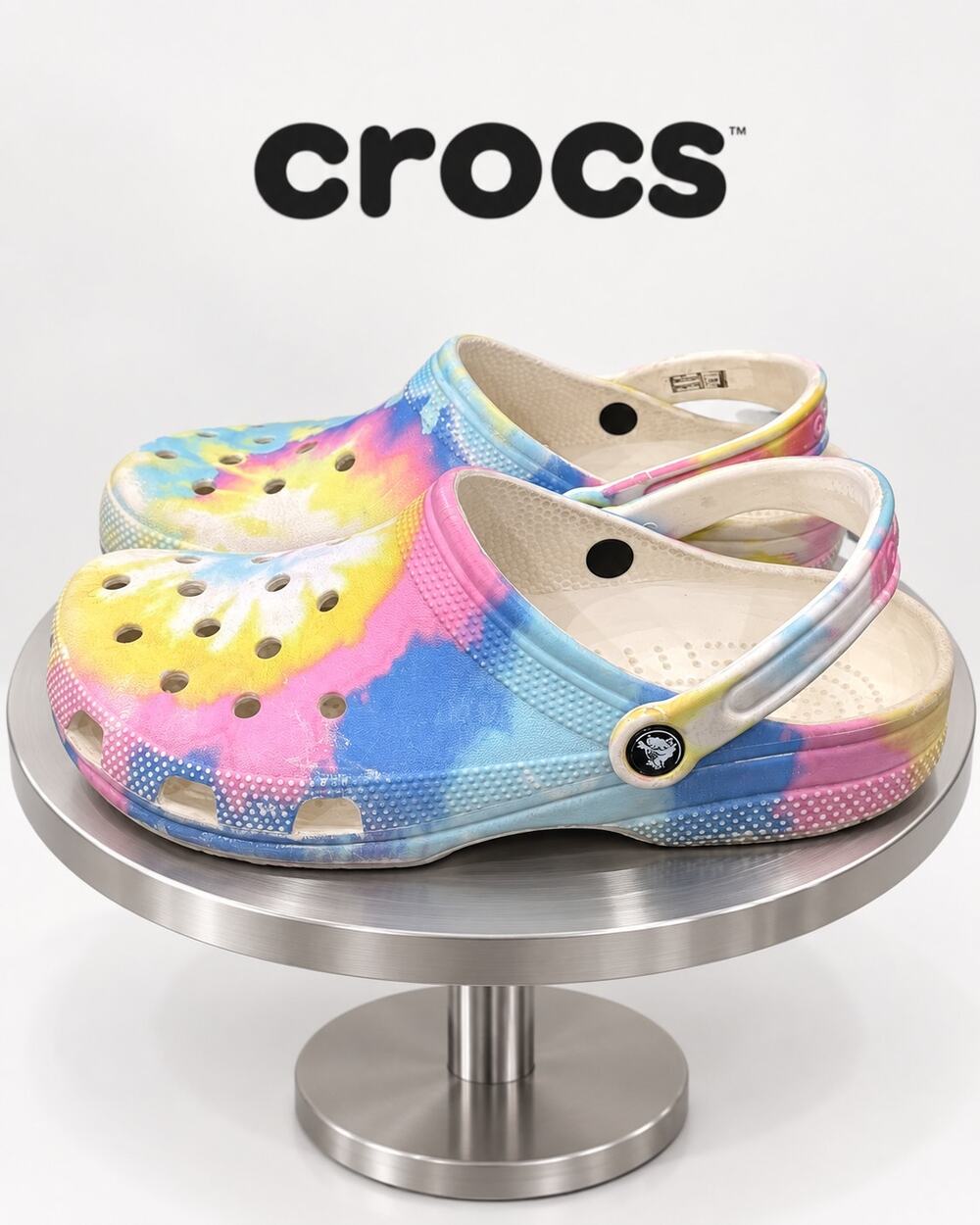 Crocs Classic Tie Dye Clog Pink Blue Yellow White Women’s 10 Men’s 8